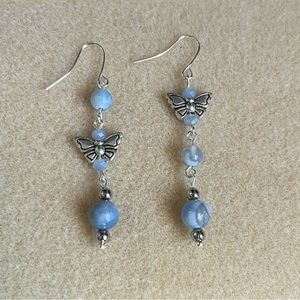 *3 for $20* Butterfly Blue Marble Dangle Earrings